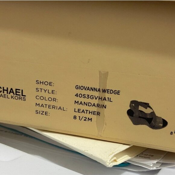 Michael Michael Kors Giovanna Leather Wedge Sandals – Mandarin – Size 8.5 - Picture 10 of 10